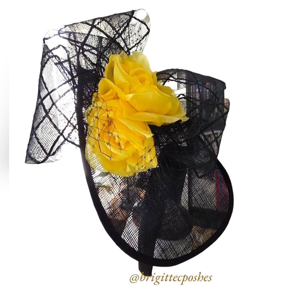 GIOVANNIO New York Black/Yellow Fascinator - Picture 4 of 12